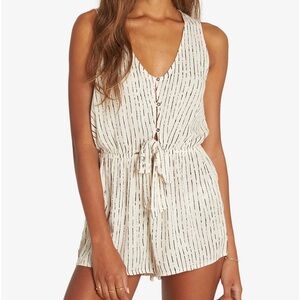 Billabong Summer Solstice Front Tie Striped Sleeveless Romper S